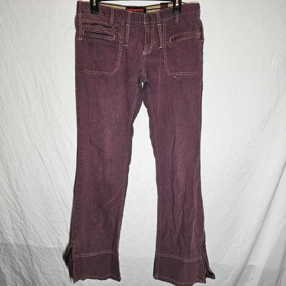 burgundy red purple dollhouse y2k 2000s vintage low rise bootcut pants